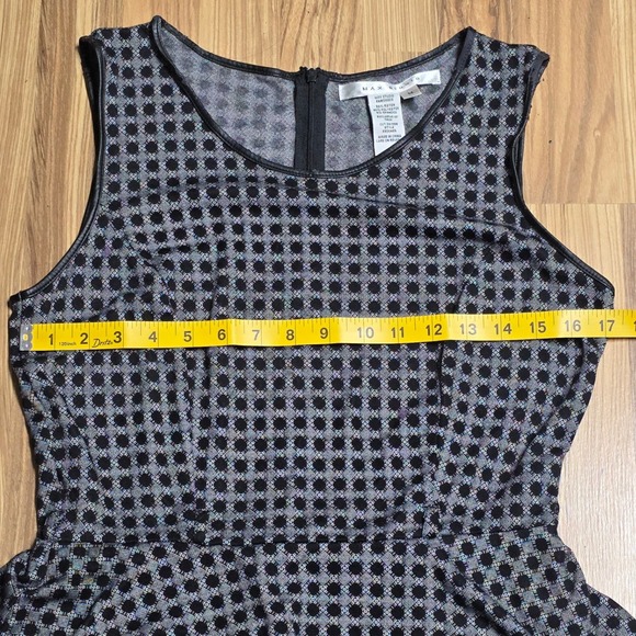 MAX STUDIO Sheath Peplum Dress Women's‎ Size M Geometric Black Gray Sleeveless - Picture 4 of 5